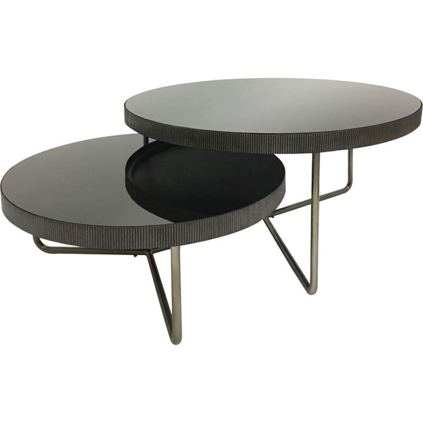 Product photograph of Libra Interiors Knightsbridge Round Set 0f 2 Coffee Table Black Tinted Glass from Olivia's