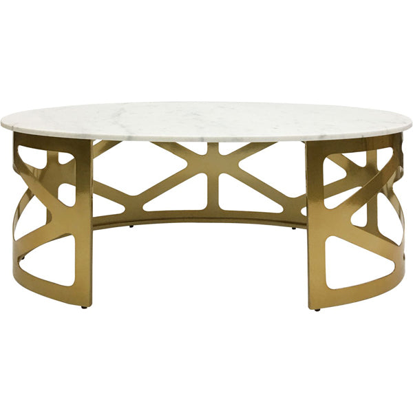 Libra Metropolitan Finish With Off White Marble Coffee Table Metallic Champagne