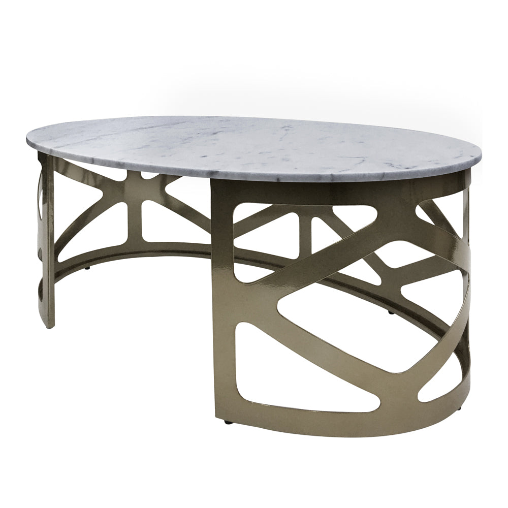 Product photograph of Libra Midnight Mayfair Collection - Metropolitan Coffee Table Metallic Black Nickel Finish With Grey Marble from Olivia's.