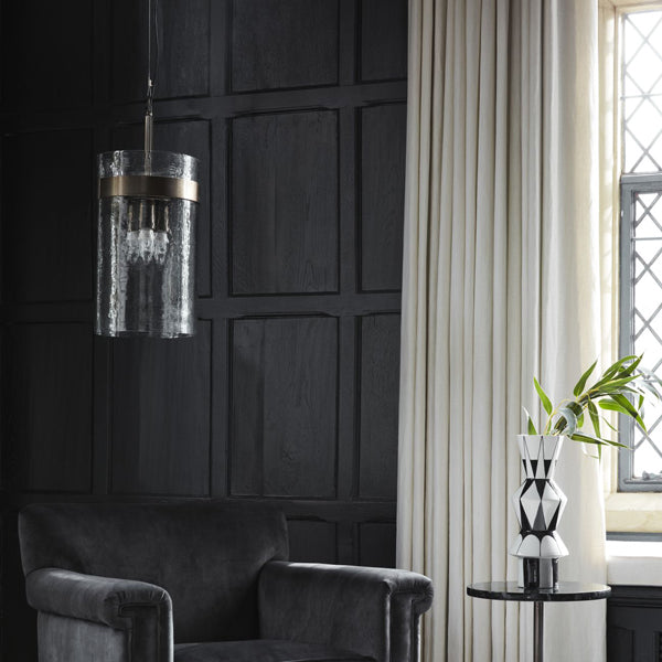 Product photograph of Libra Midnight Mayfair Collection - Atrium Three Light Glass And Metallic Pendant Black Nickel from Olivia's.
