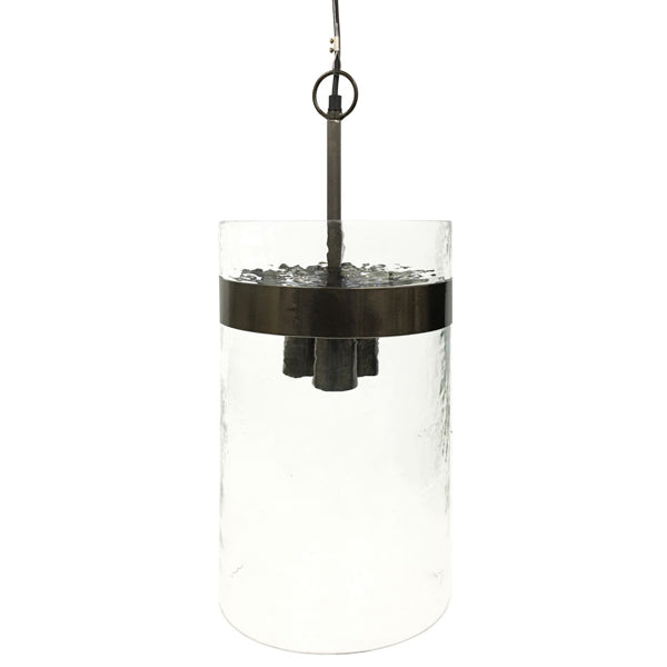 Libra Atrium Three Light Glass And Metallic Pendant Black Nickel