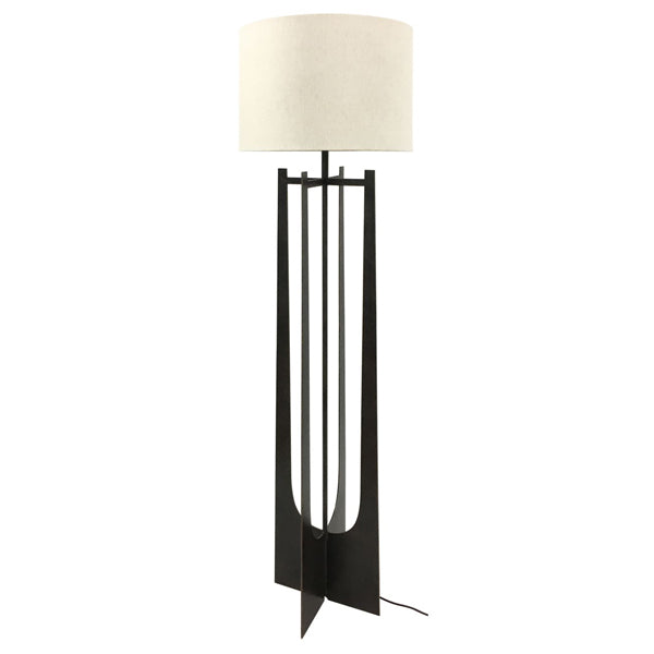 Product photograph of Libra Interiors Glenthorpe Floor Lamp Shade Hammerd Iron Gilded Oak Finish from Olivia's.