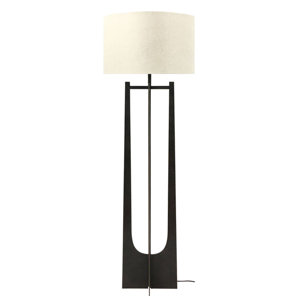 Product photograph of Libra Interiors Glenthorpe Floor Lamp Shade Hammerd Iron Gilded Oak Finish from Olivia's