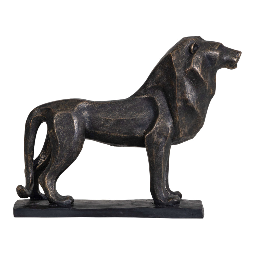Product photograph of Libra Calm Neutral Collection - Cubist Resin Lion Sculpture from Olivia's.