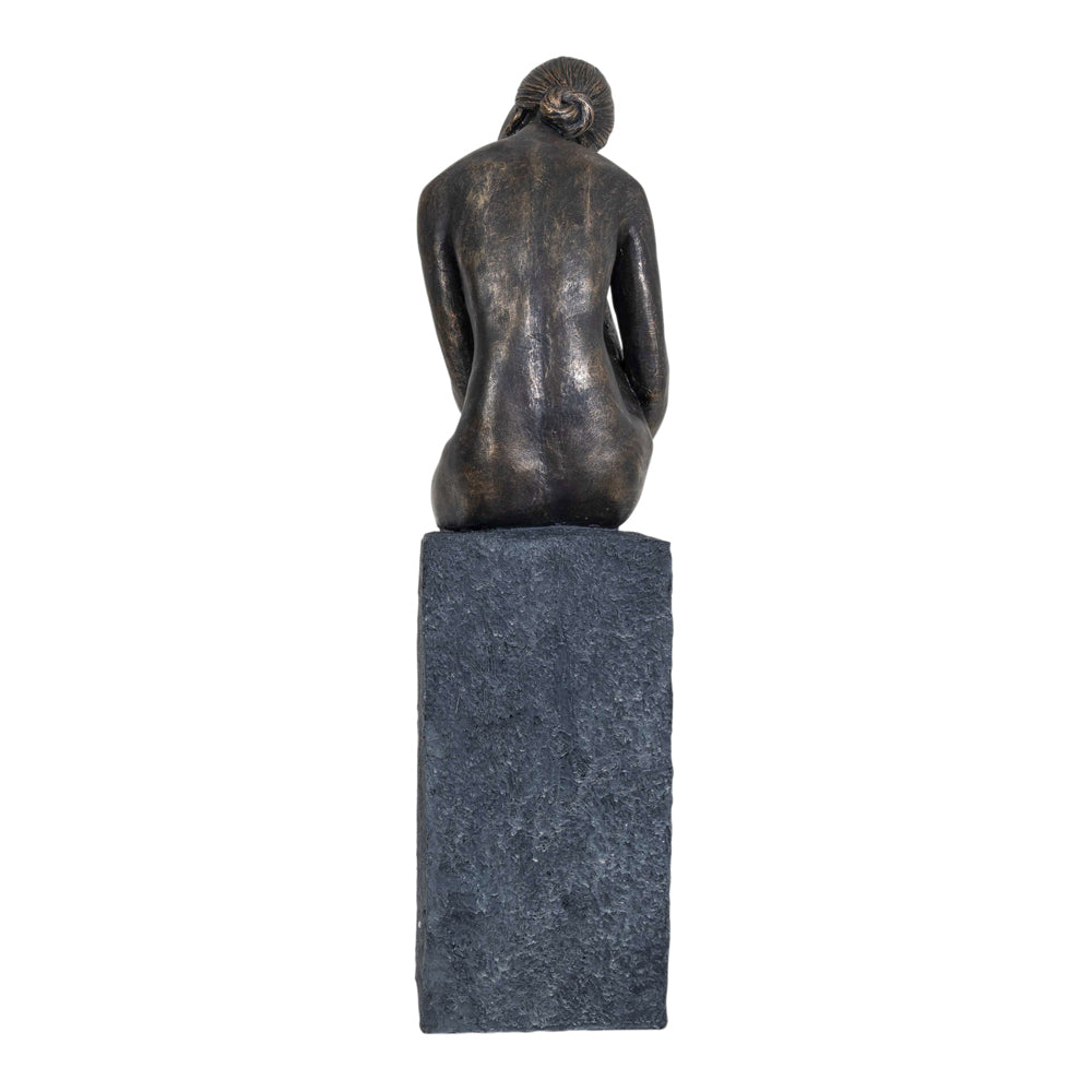 Product photograph of Libra Calm Neutral Collection - Thinking Lady Sculpture In Bronze Resin from Olivia's.