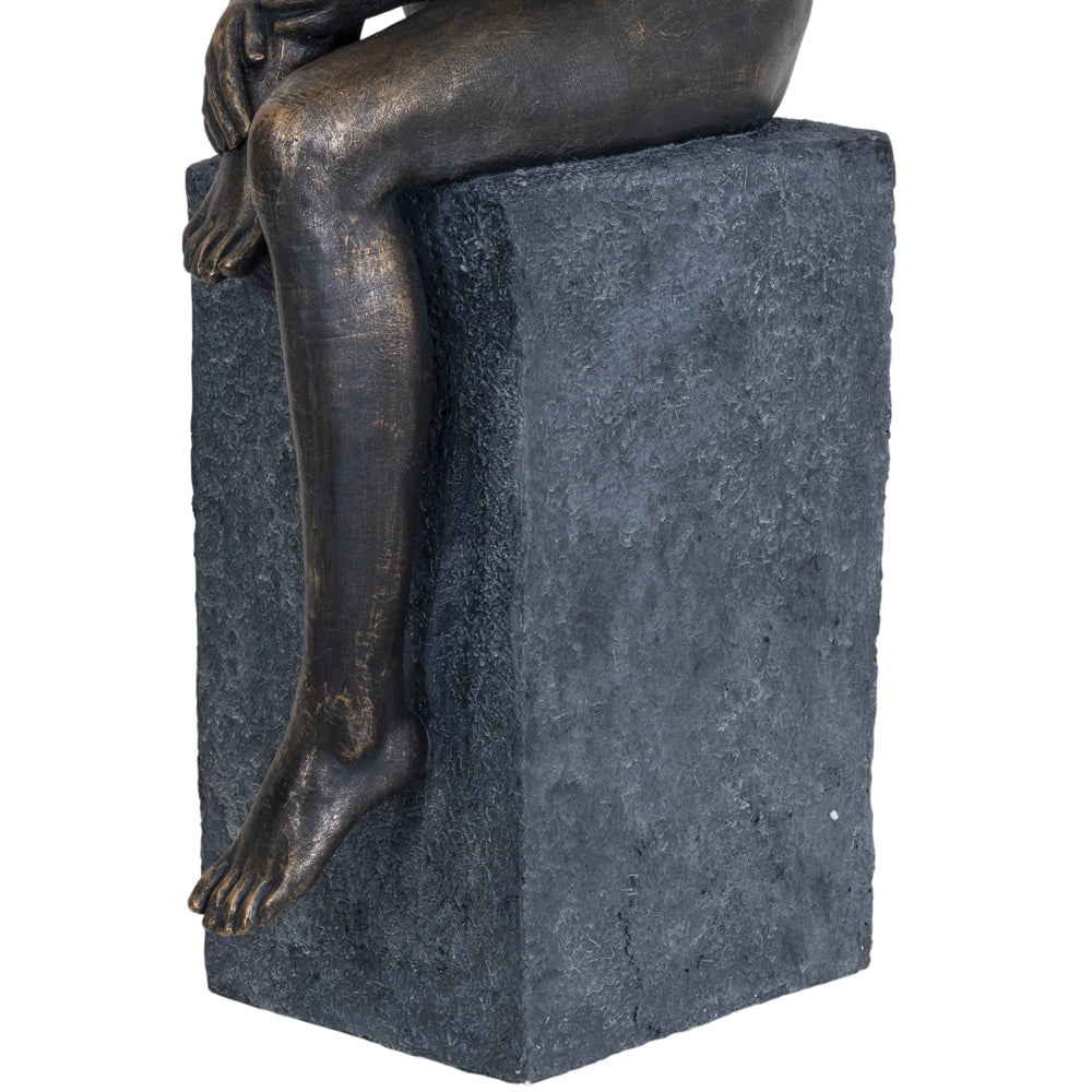 Product photograph of Libra Calm Neutral Collection - Thinking Lady Sculpture In Bronze Resin from Olivia's.