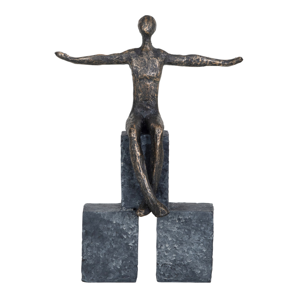 Product photograph of Libra Calm Neutral Collection - Bronze Blocks Sitting Woman Sculpture from Olivia's
