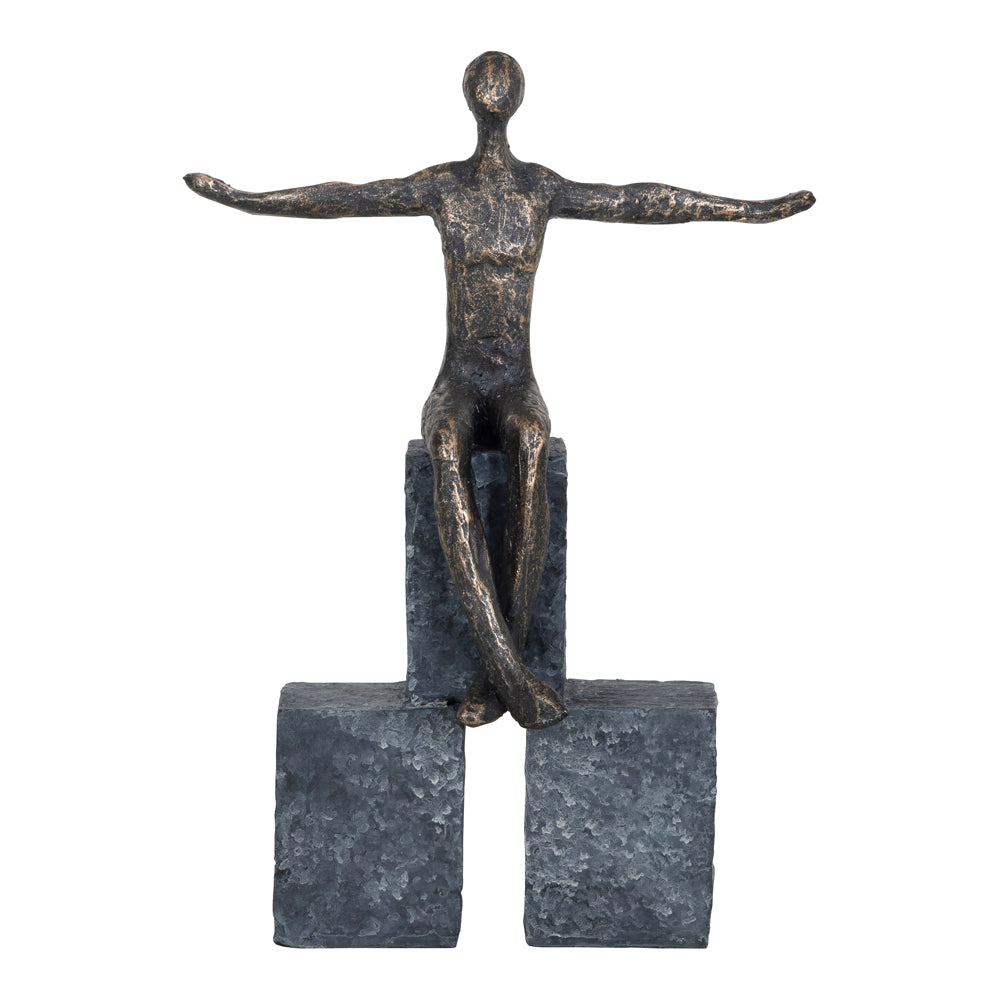 Libra Bronze Blocks Sitting Woman Sculpture