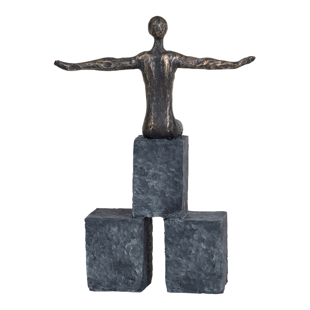 Product photograph of Libra Calm Neutral Collection - Bronze Blocks Sitting Woman Sculpture from Olivia's.