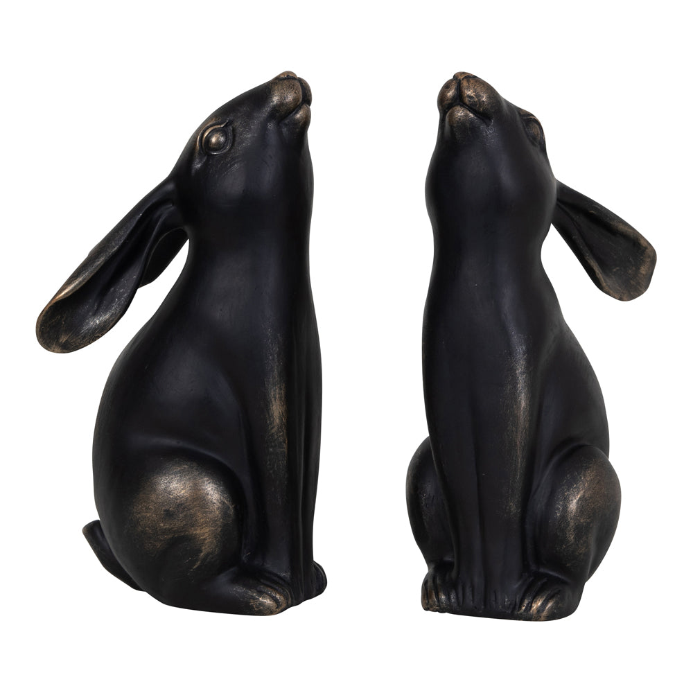 Product photograph of Libra Urban Botanic Collection - Bronze Hare Pair Sculpture from Olivia's.