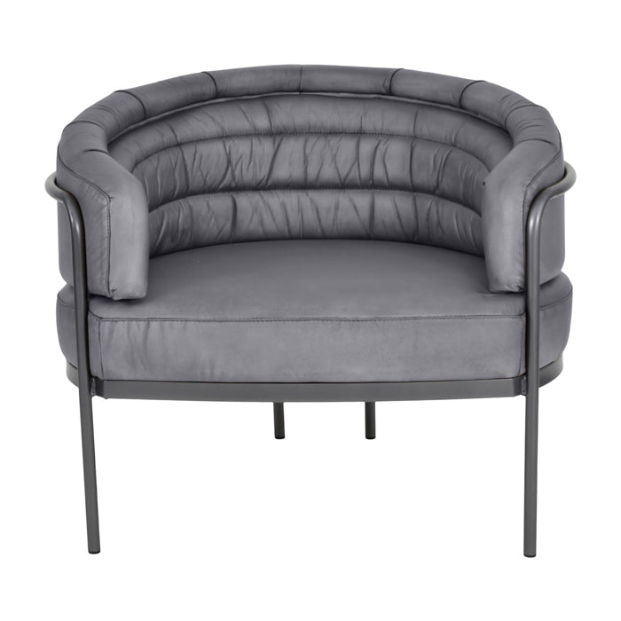 Libra Angus Leather Concrete Armchair