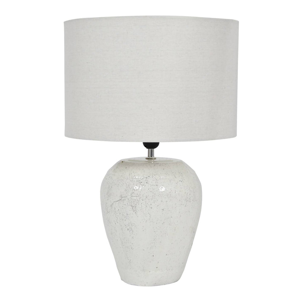 Product photograph of Libra Calm Neutral Collection - Speckle Terracotta Glazed Table Lamp With Shade from Olivia's