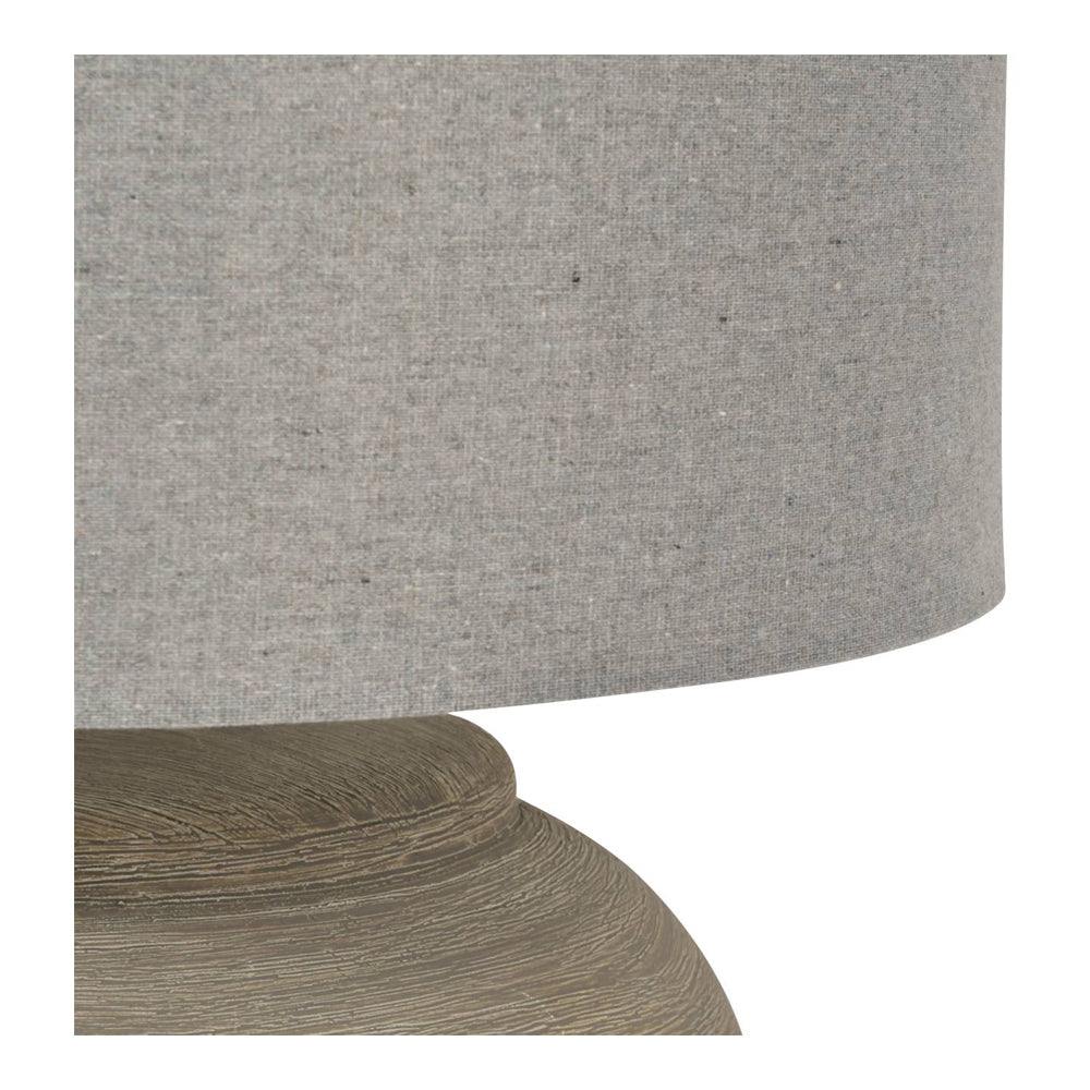 Product photograph of Libra Calm Neutral Collection - Baslow Etched Grey Small Ceramic Table Lamp from Olivia's.