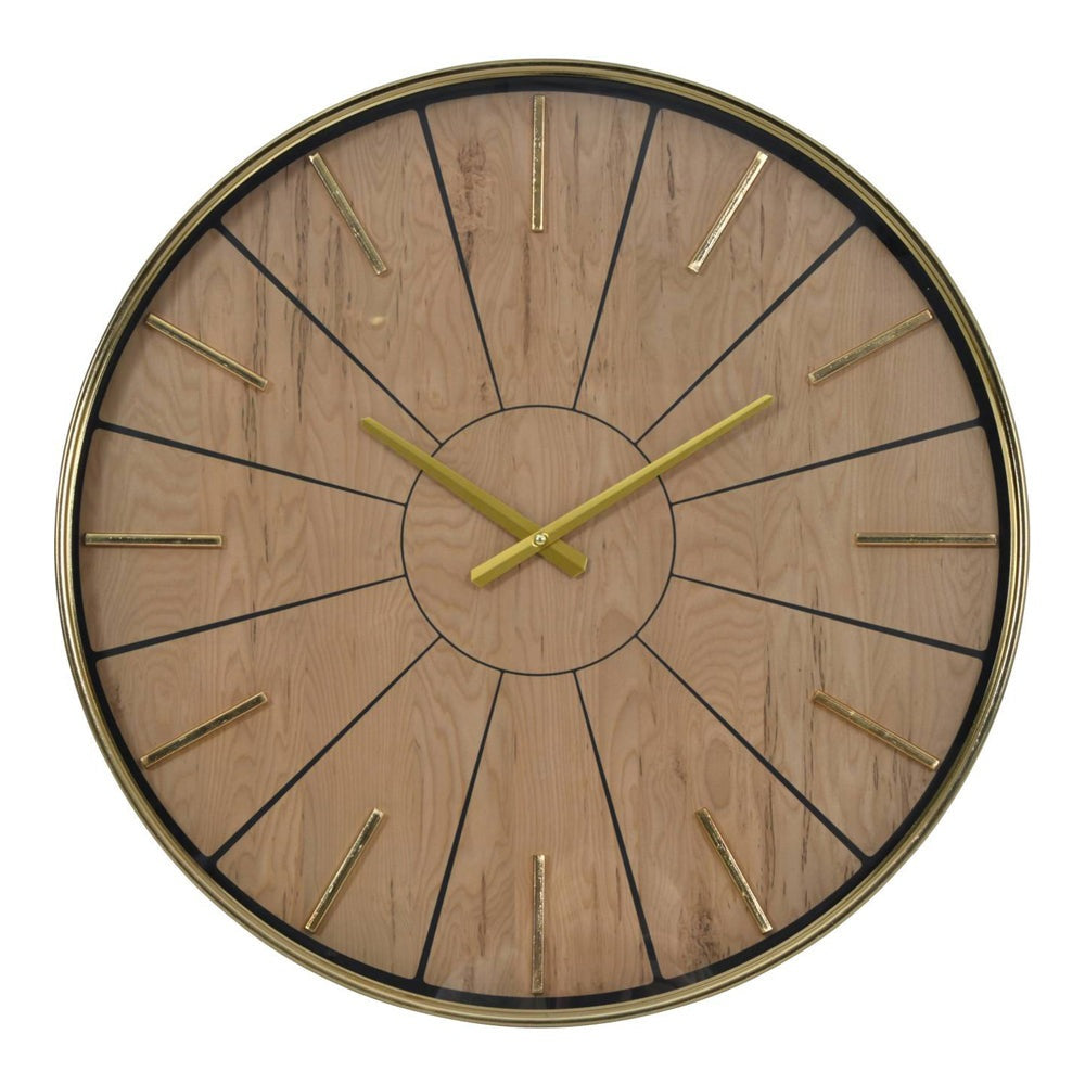 Product photograph of Libra Urban Botanic Collection - Riley 60 Cm Gold And Wood Effect Wall Clock from Olivia's