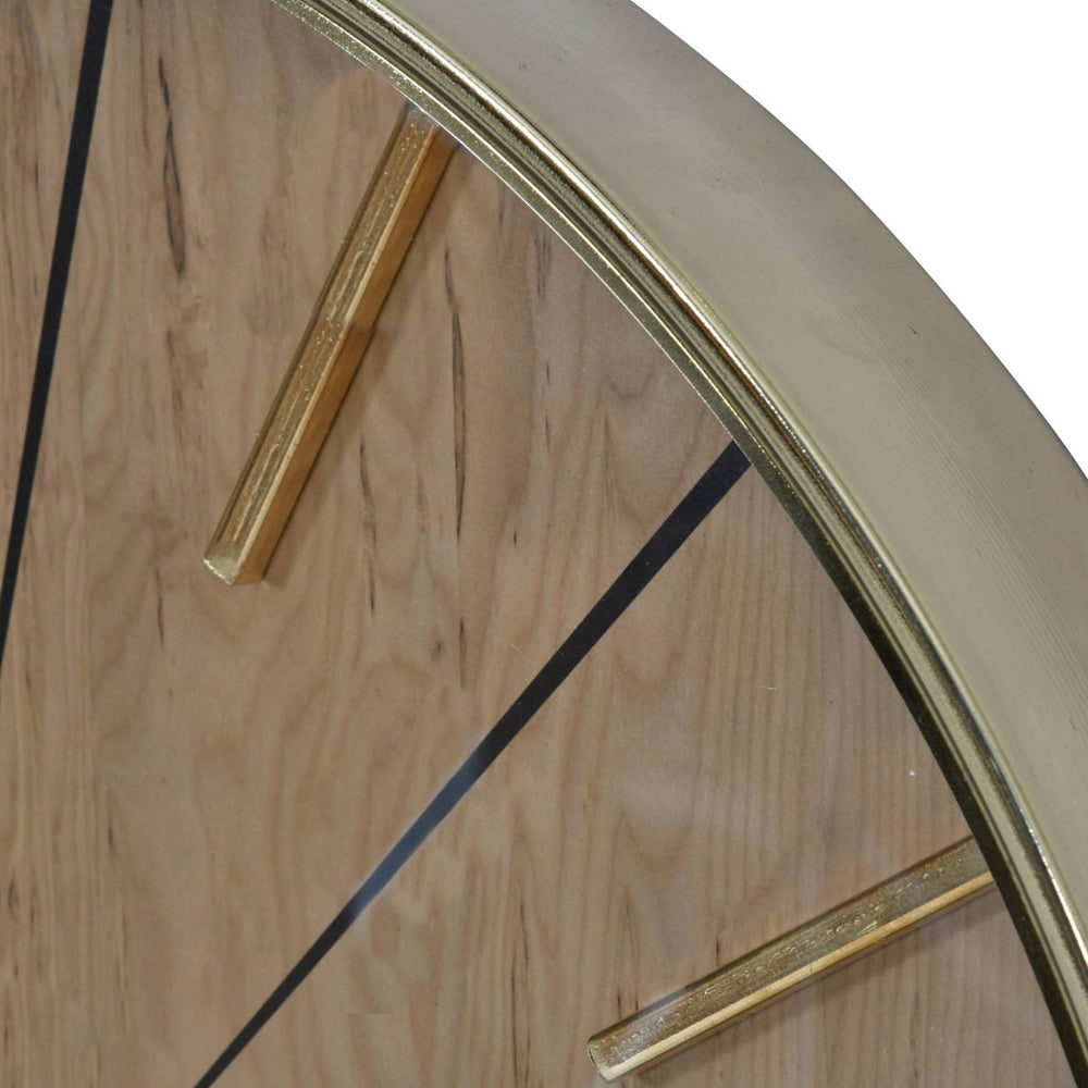 Product photograph of Libra Urban Botanic Collection - Riley 60 Cm Gold And Wood Effect Wall Clock from Olivia's.