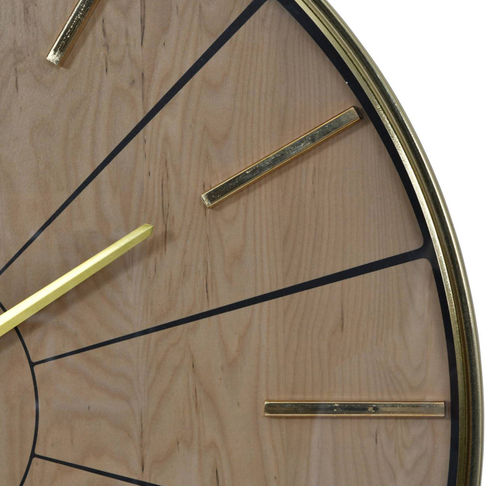 Product photograph of Libra Interiors Riley 60 Cm Gold And Wood Effect Wall Clock from Olivia's.