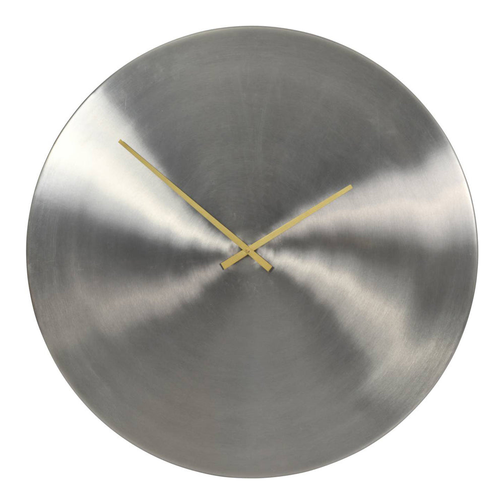 Product photograph of Libra Midnight Mayfair Collection - Lode Brushed Silver 76 Cm Wall Clock With Brass Hands from Olivia's