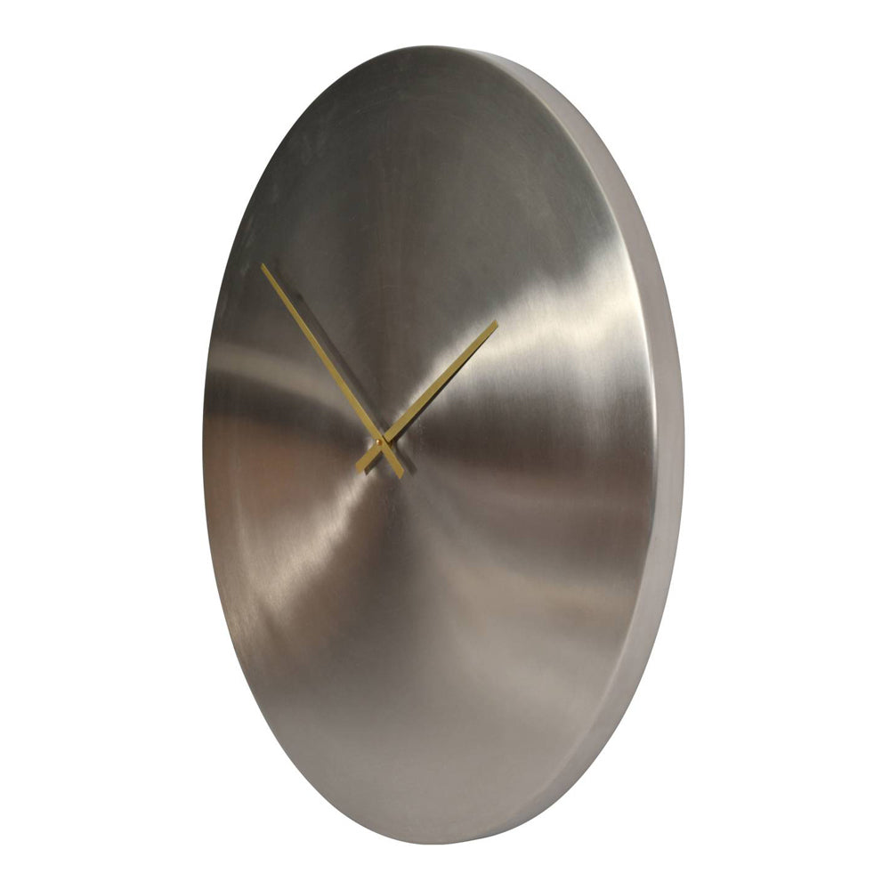 Product photograph of Libra Midnight Mayfair Collection - Lode Brushed Silver 76 Cm Wall Clock With Brass Hands from Olivia's.