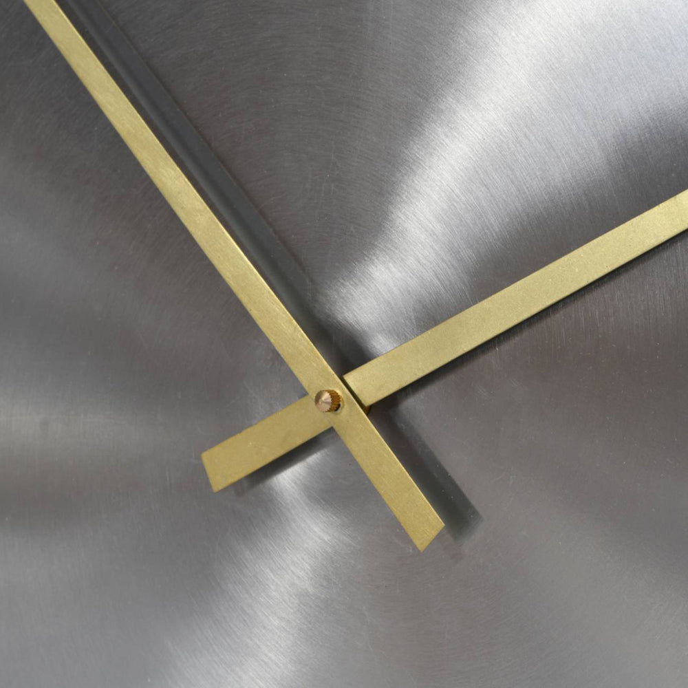 Product photograph of Libra Midnight Mayfair Collection - Lode Brushed Silver 76 Cm Wall Clock With Brass Hands from Olivia's.