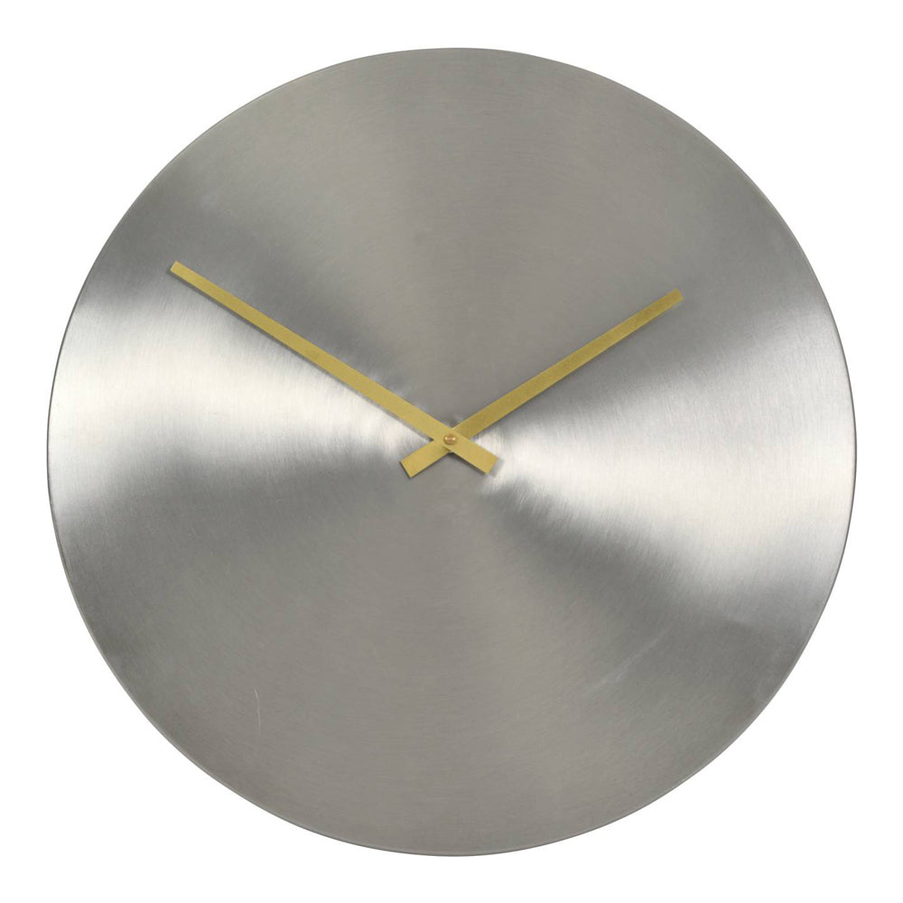 Product photograph of Libra Midnight Mayfair Collection - Lode Brushed Silver 38 Cm Wall Clock With Brass Hands from Olivia's