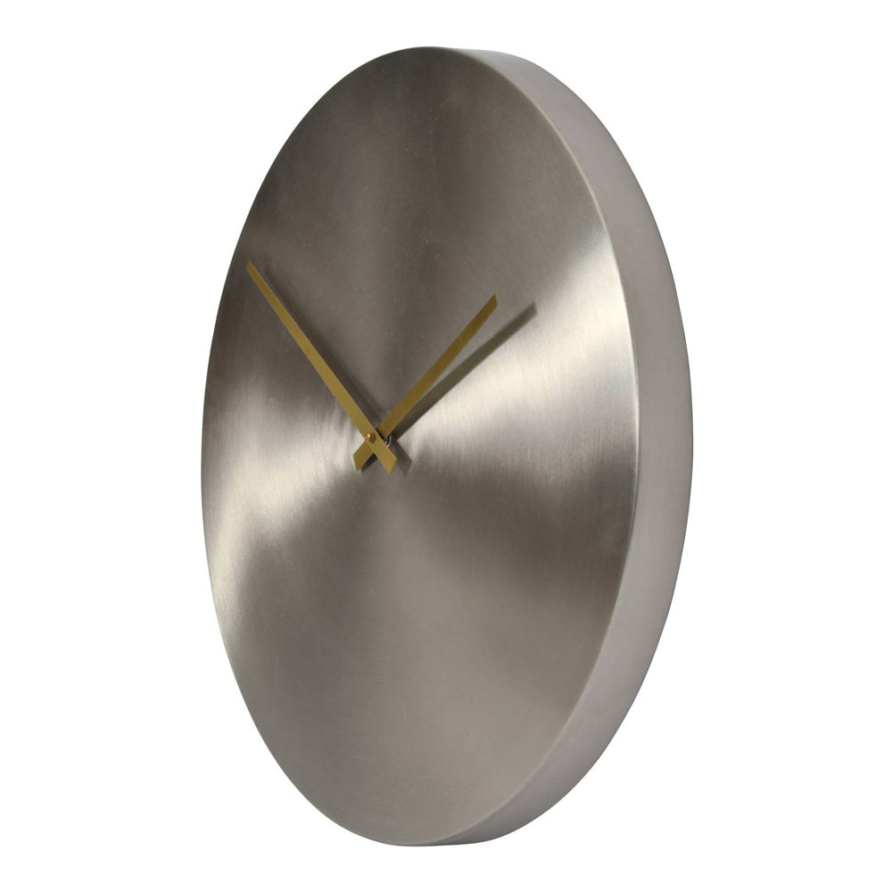 Product photograph of Libra Midnight Mayfair Collection - Lode Brushed Silver 38 Cm Wall Clock With Brass Hands from Olivia's.