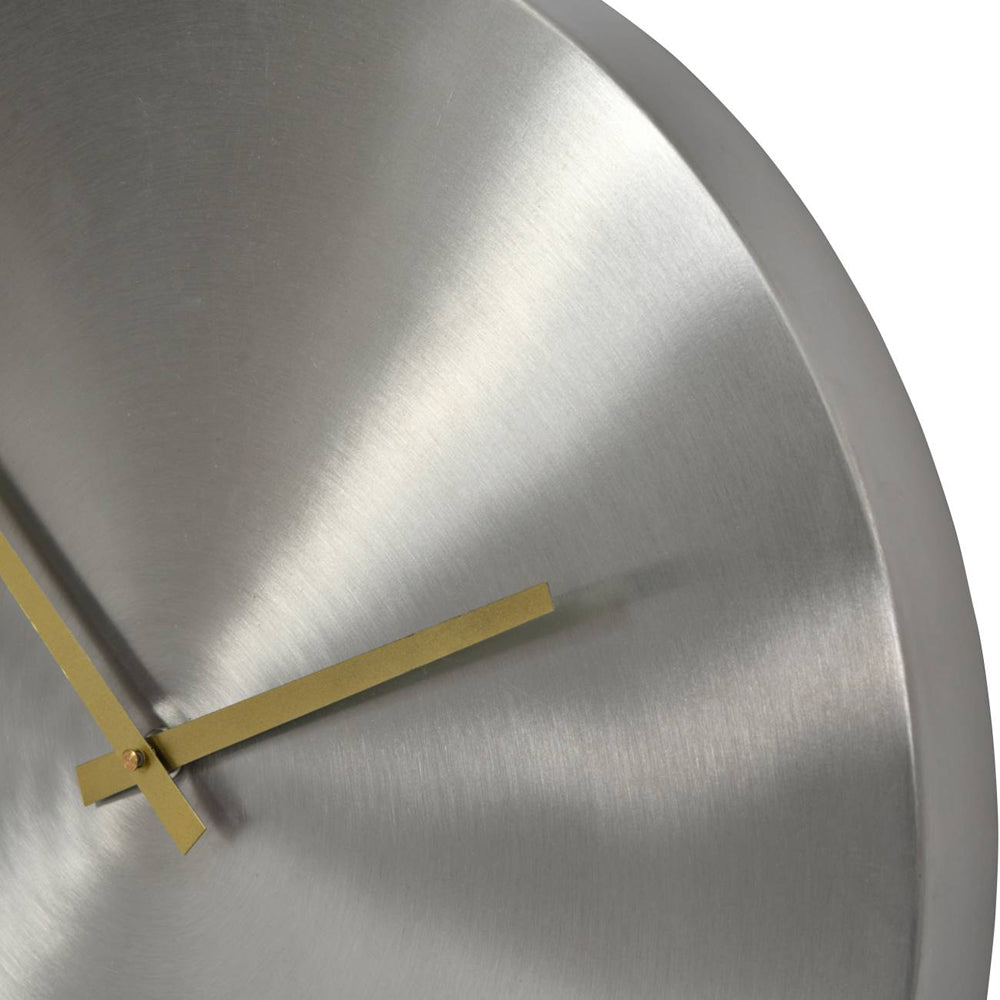 Product photograph of Libra Midnight Mayfair Collection - Lode Brushed Silver 38 Cm Wall Clock With Brass Hands from Olivia's.
