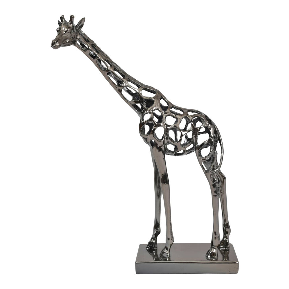 Product photograph of Libra Midnight Mayfair Collection - Courtney Black Nickel Hollow Giraffe 50 Cm Sculpture from Olivia's