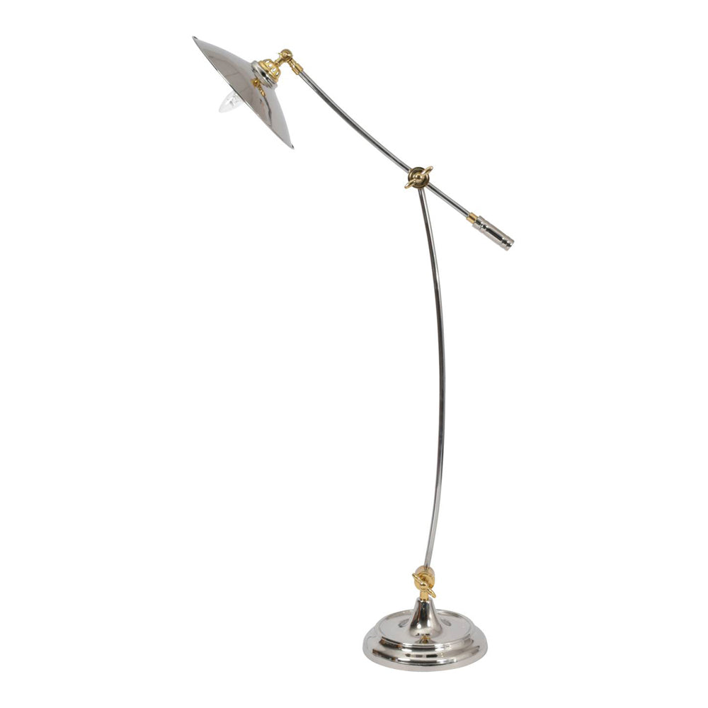 Product photograph of Libra Midnight Mayfair Collection - Haku Brass And Steel Adjustable Floor Lamp from Olivia's.