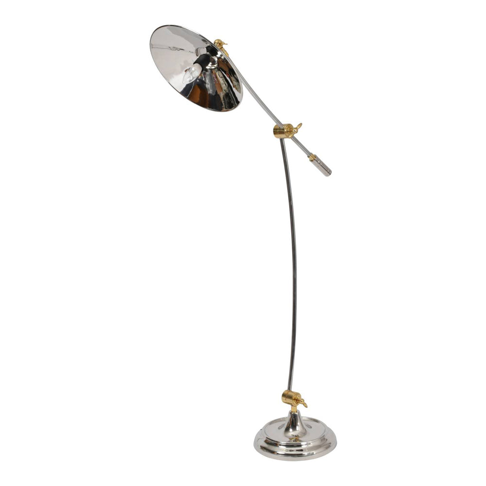 Product photograph of Libra Midnight Mayfair Collection - Haku Brass And Steel Adjustable Floor Lamp from Olivia's.