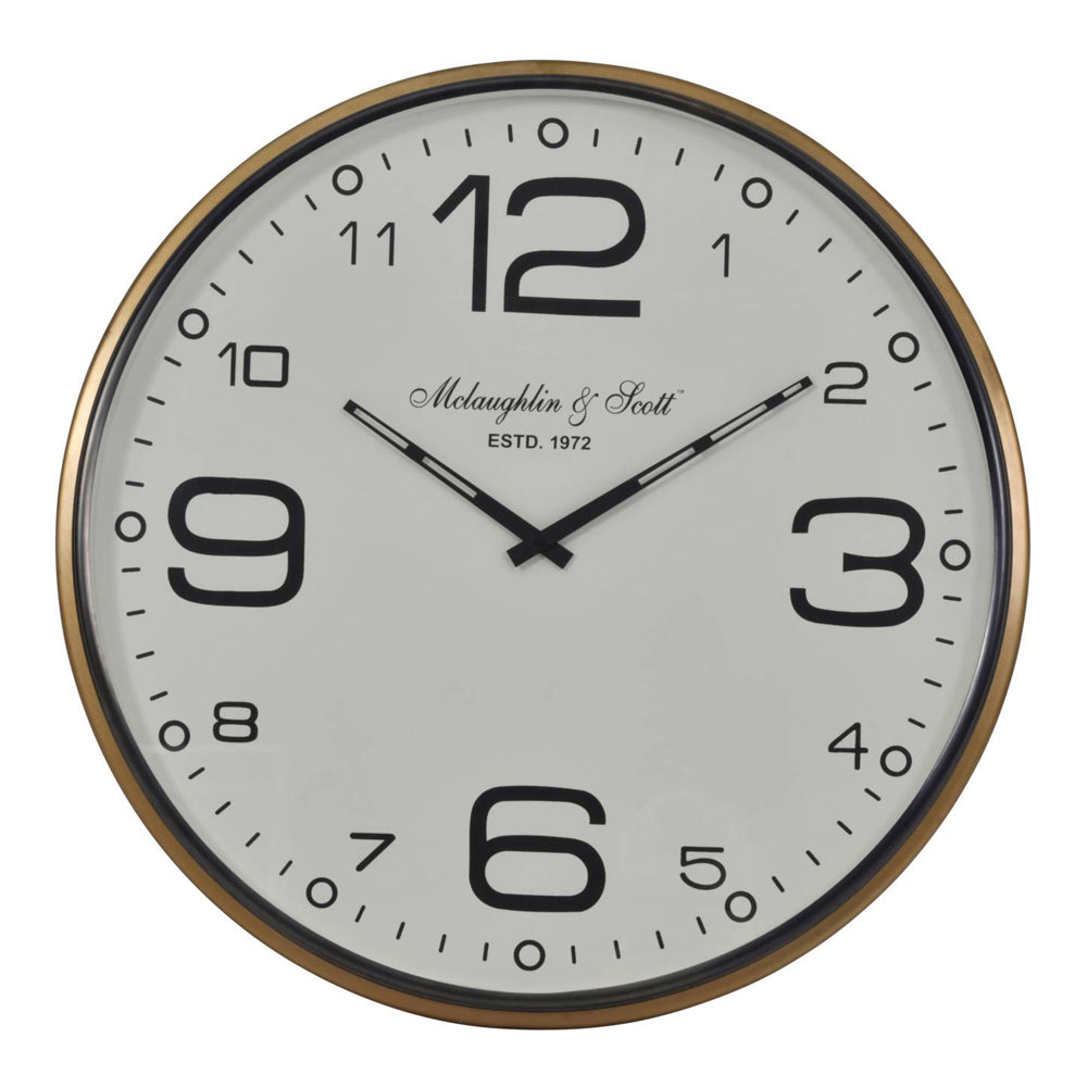 Product photograph of Libra Midnight Mayfair Collection - Risby Gold Brass And Nickel Wall Clock from Olivia's