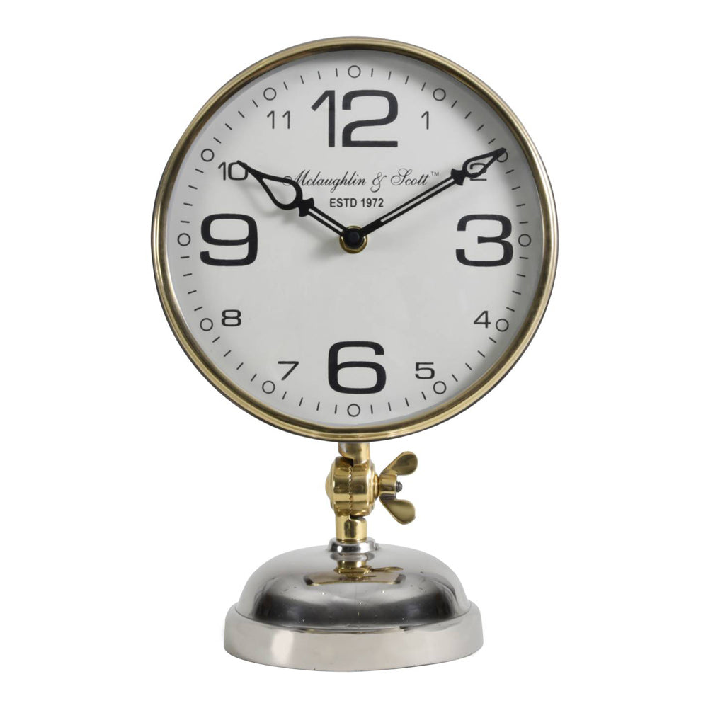 Product photograph of Libra Interiors Risby Gold Brass And Nickel Mantle Clock from Olivia's