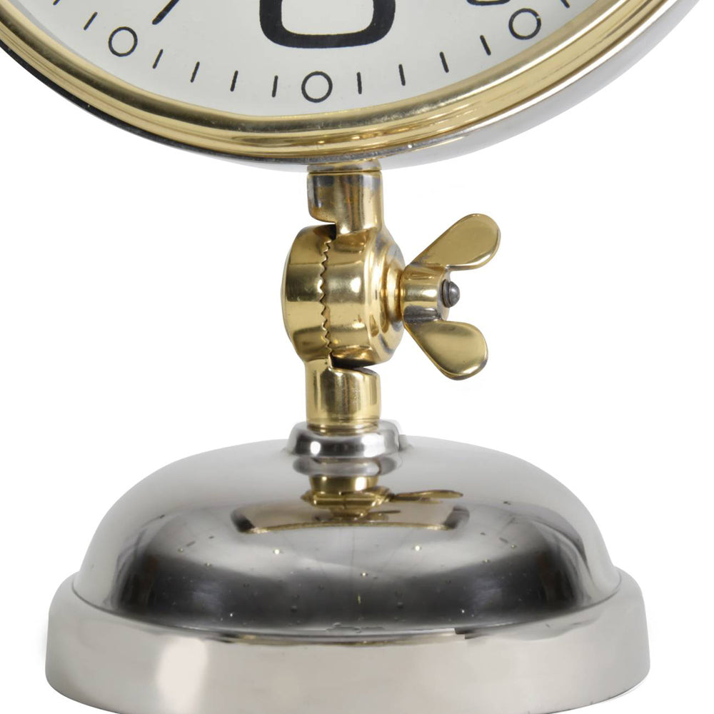 Product photograph of Libra Interiors Risby Gold Brass And Nickel Mantle Clock from Olivia's.