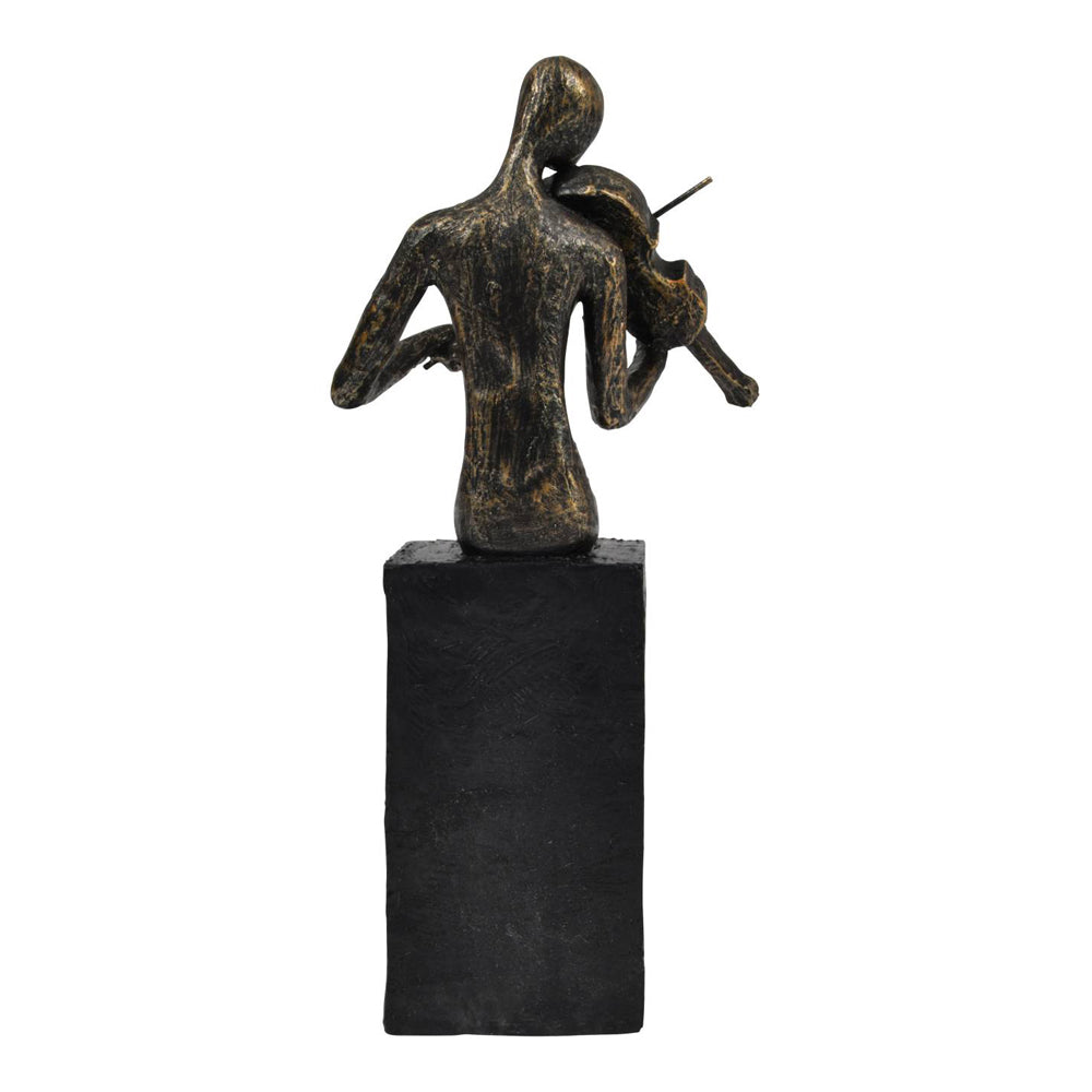 Product photograph of Libra Calm Neutral Collection - Antique Bronze Vanessa Violinist On Block Sculpture from Olivia's.