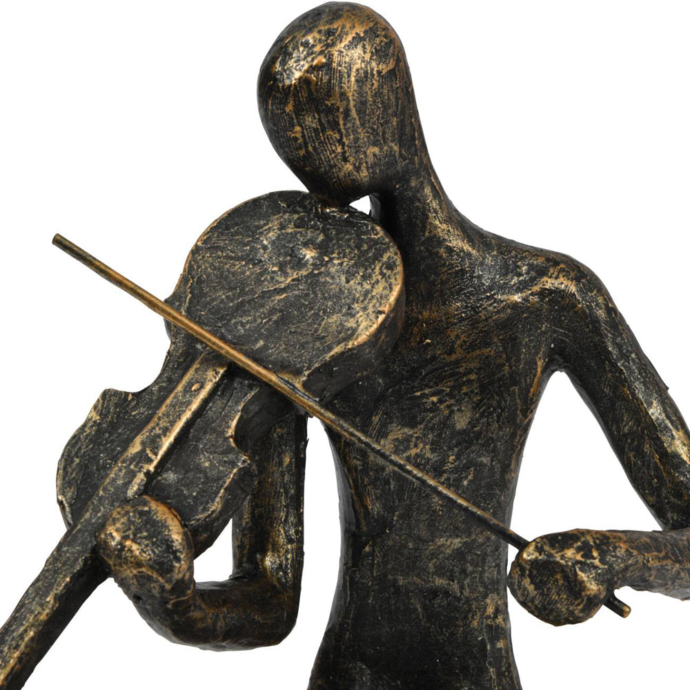 Product photograph of Libra Calm Neutral Collection - Antique Bronze Vanessa Violinist On Block Sculpture from Olivia's.