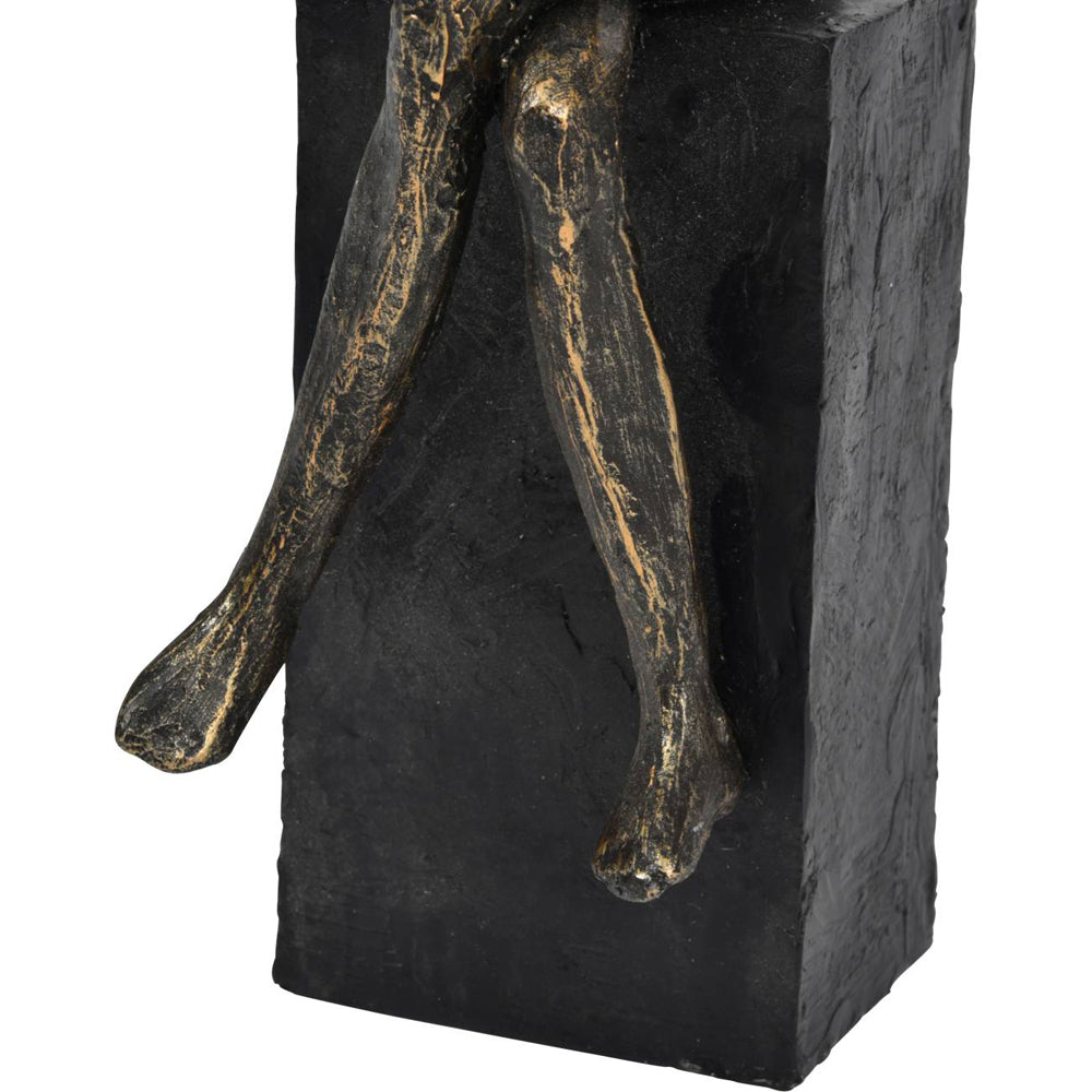 Product photograph of Libra Calm Neutral Collection - Antique Bronze Edward Guitarist On Block Sculpture from Olivia's.