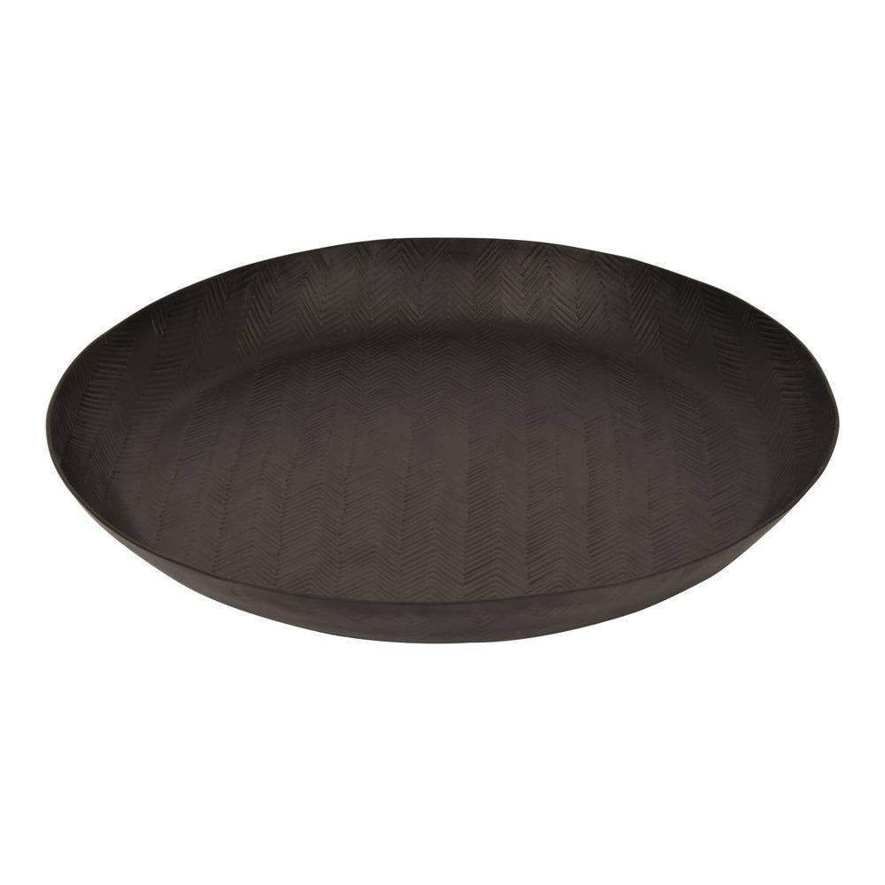 Product photograph of Libra Midnight Mayfair Collection - Herringbone Graphite Round Platter from Olivia's