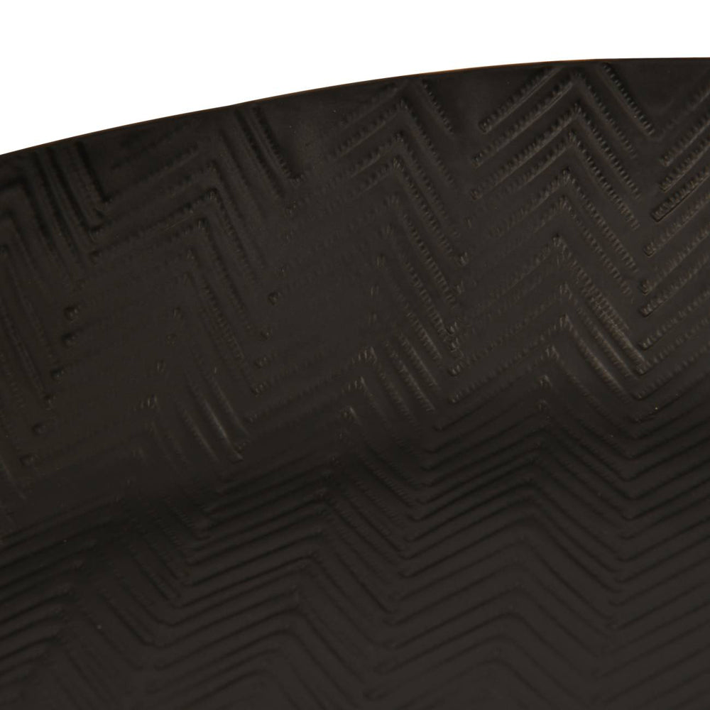 Product photograph of Libra Midnight Mayfair Collection - Herringbone Graphite Round Platter from Olivia's.
