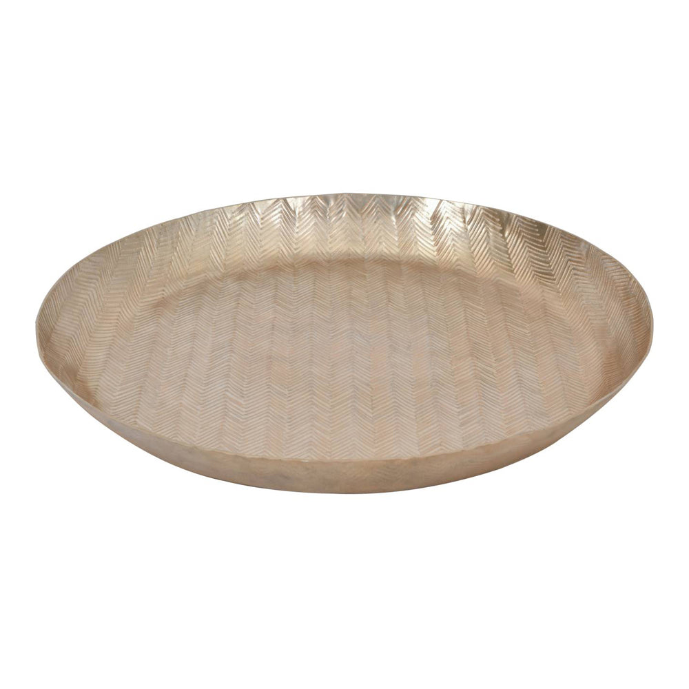 Product photograph of Libra Luxurious Glamour Collection - Herringbone Champagne 40 Cm Round Platter from Olivia's