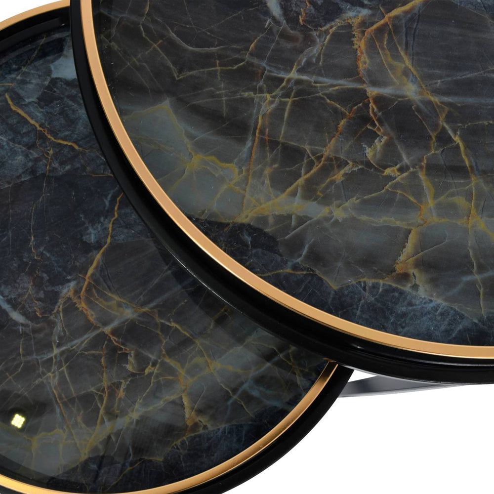 Product photograph of Libra Interiors Vesuvius Black And Gold Set Of 2 Tables from Olivia's.