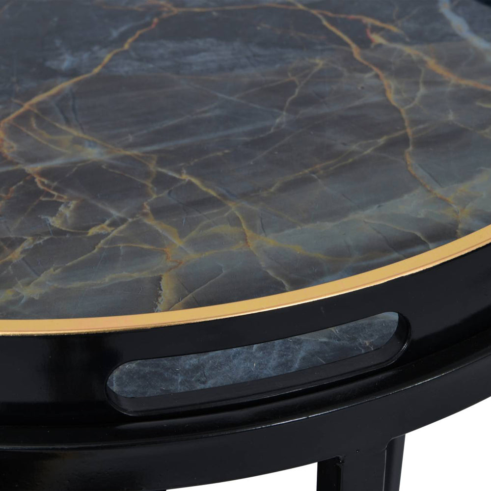 Product photograph of Libra Interiors Vesuvius Black And Gold Set Of 2 Tables from Olivia's.