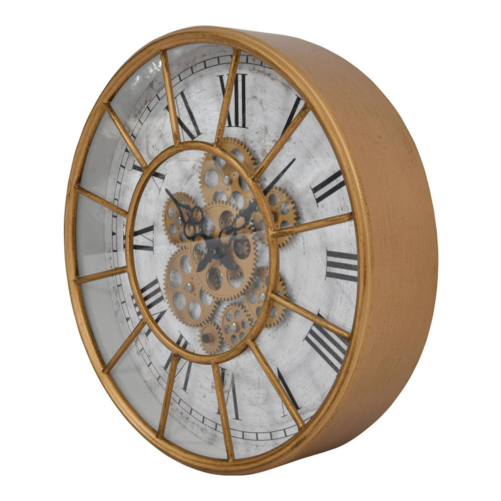 Product photograph of Libra Urban Botanic Collection - Blackwell Gold Skeleton Moving Cog Clock from Olivia's.