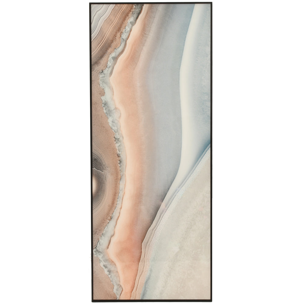 Product photograph of Libra Calm Neutral Collection - Soft Pink And Blue Agate Glass Wall Art - Vertical Hanging from Olivia's