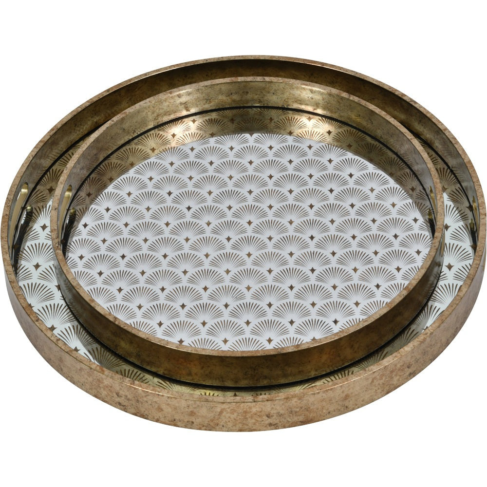 Product photograph of Libra Luxurious Glamour Collection - Deco Scallop Trays Gold from Olivia's.