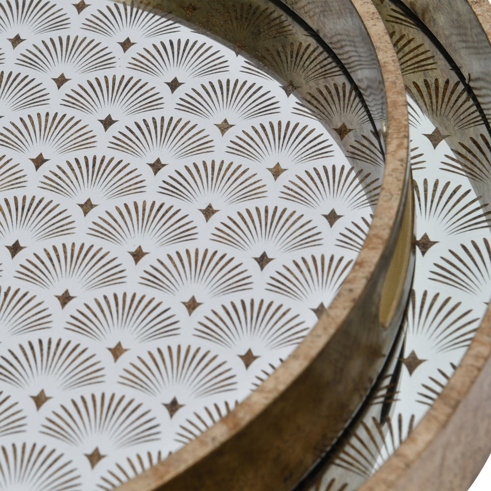 Product photograph of Libra Interiors Deco Scallop Trays Gold from Olivia's.