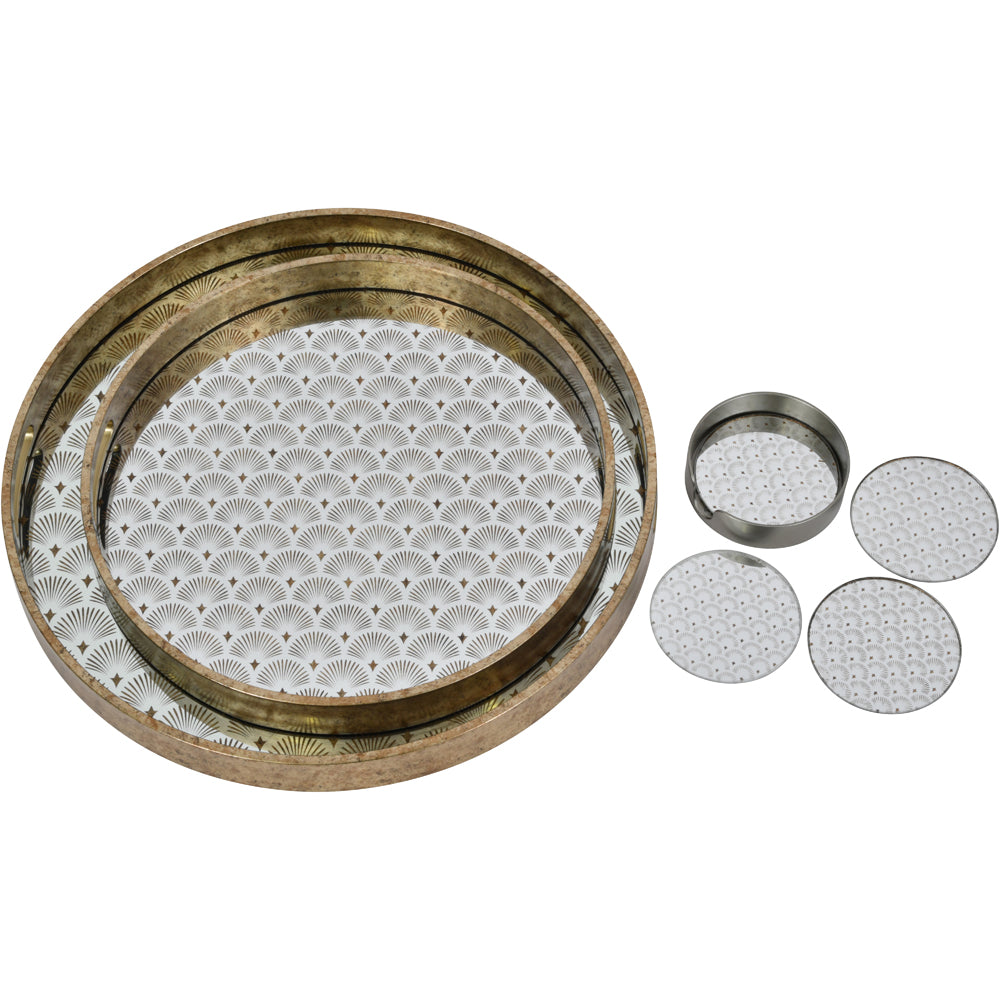 Product photograph of Libra Interiors Deco Scallop Trays Gold from Olivia's.