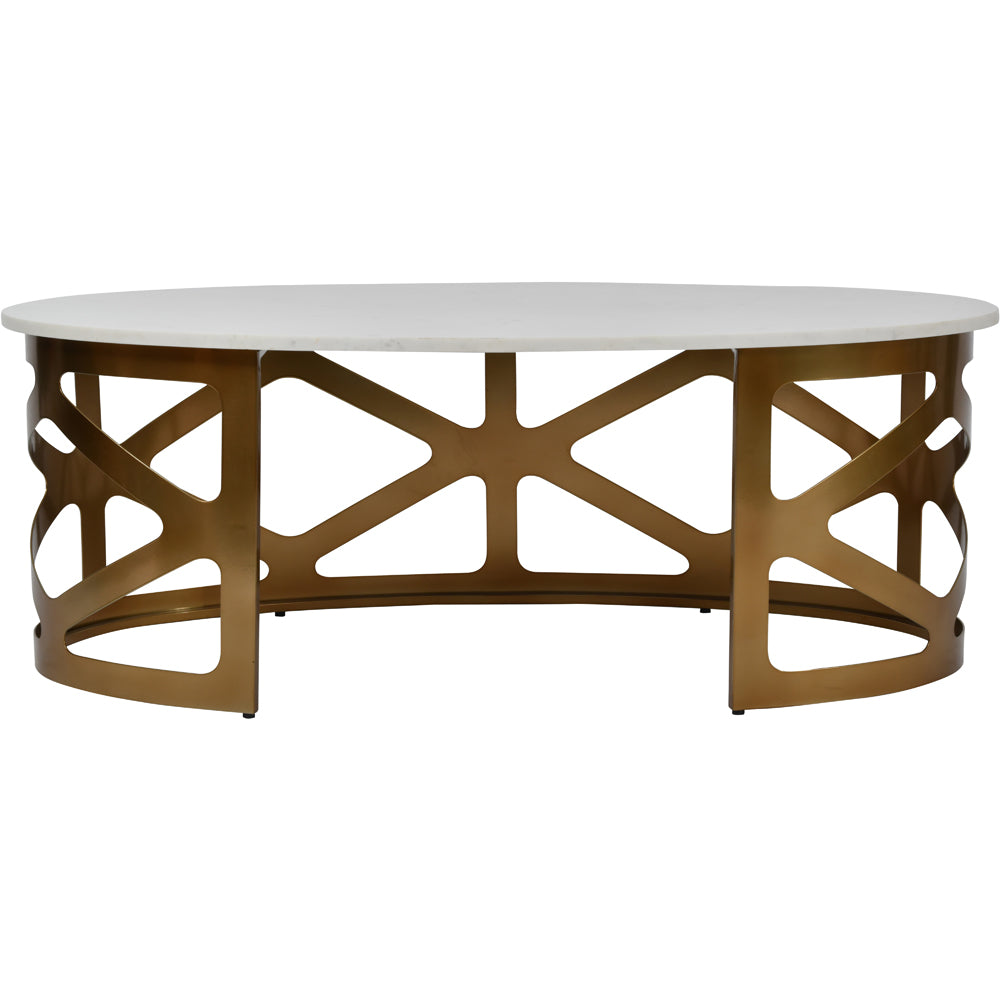 Libra Luxurious Glamour Collection Metropolitan Coffee Table Satin Bronze Finish With Off White Marble