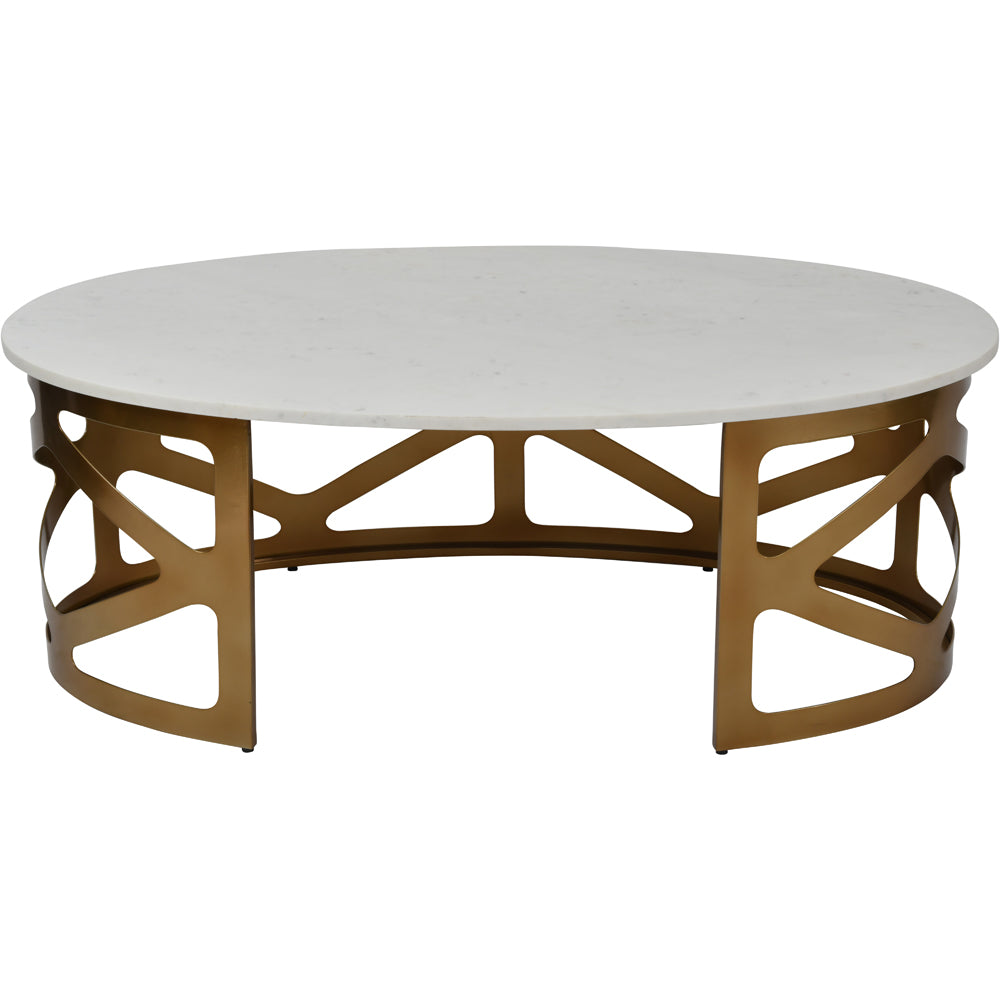 Product photograph of Libra Luxurious Glamour Collection - Metropolitan Coffee Table Satin Bronze Finish With Off-white Marble from Olivia's.