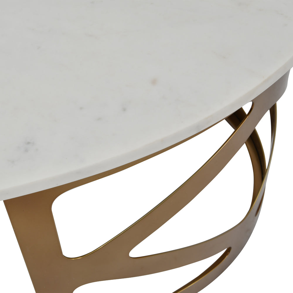 Product photograph of Libra Luxurious Glamour Collection - Metropolitan Coffee Table Satin Bronze Finish With Off-white Marble from Olivia's.