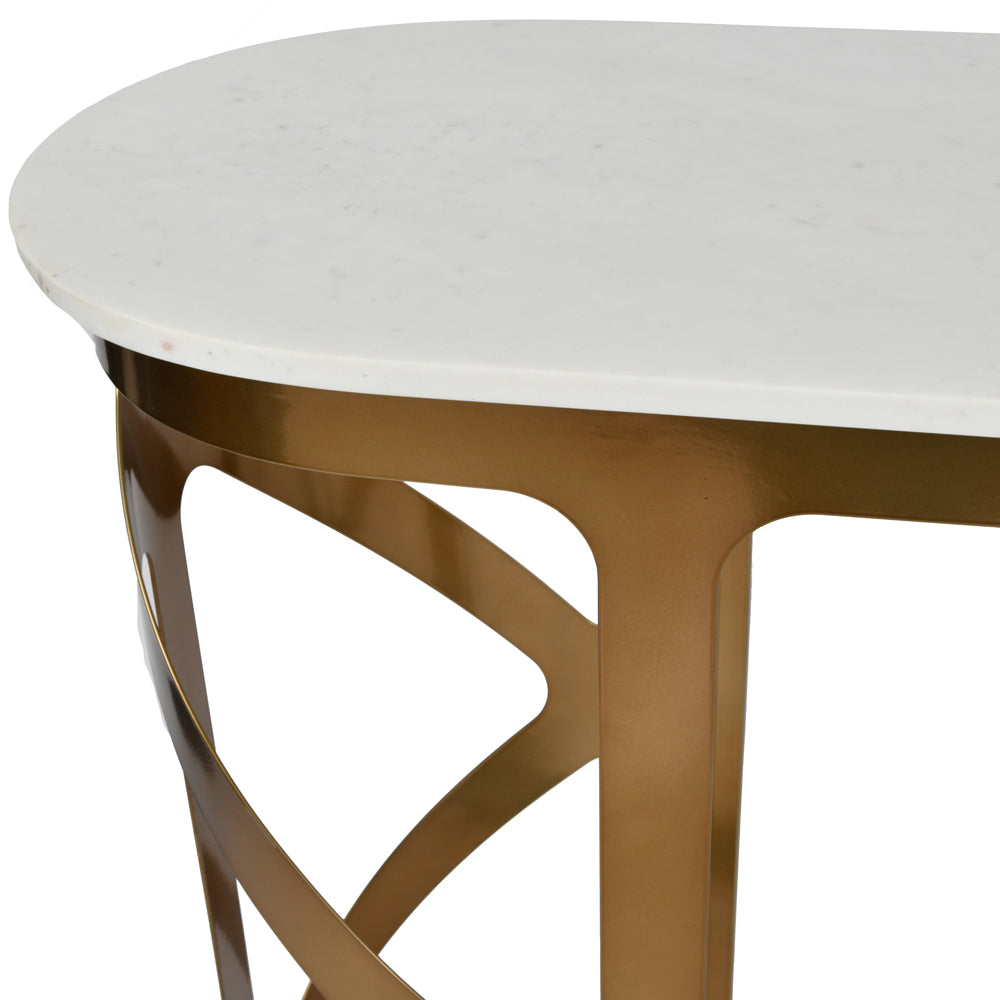 Product photograph of Libra Interiors Metropolitan Console Table Satin Bronze With Off-white Marble Top from Olivia's.