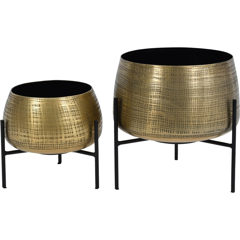 Product photograph of Libra Interiors Clyde Tabletop Planters Brass from Olivia's